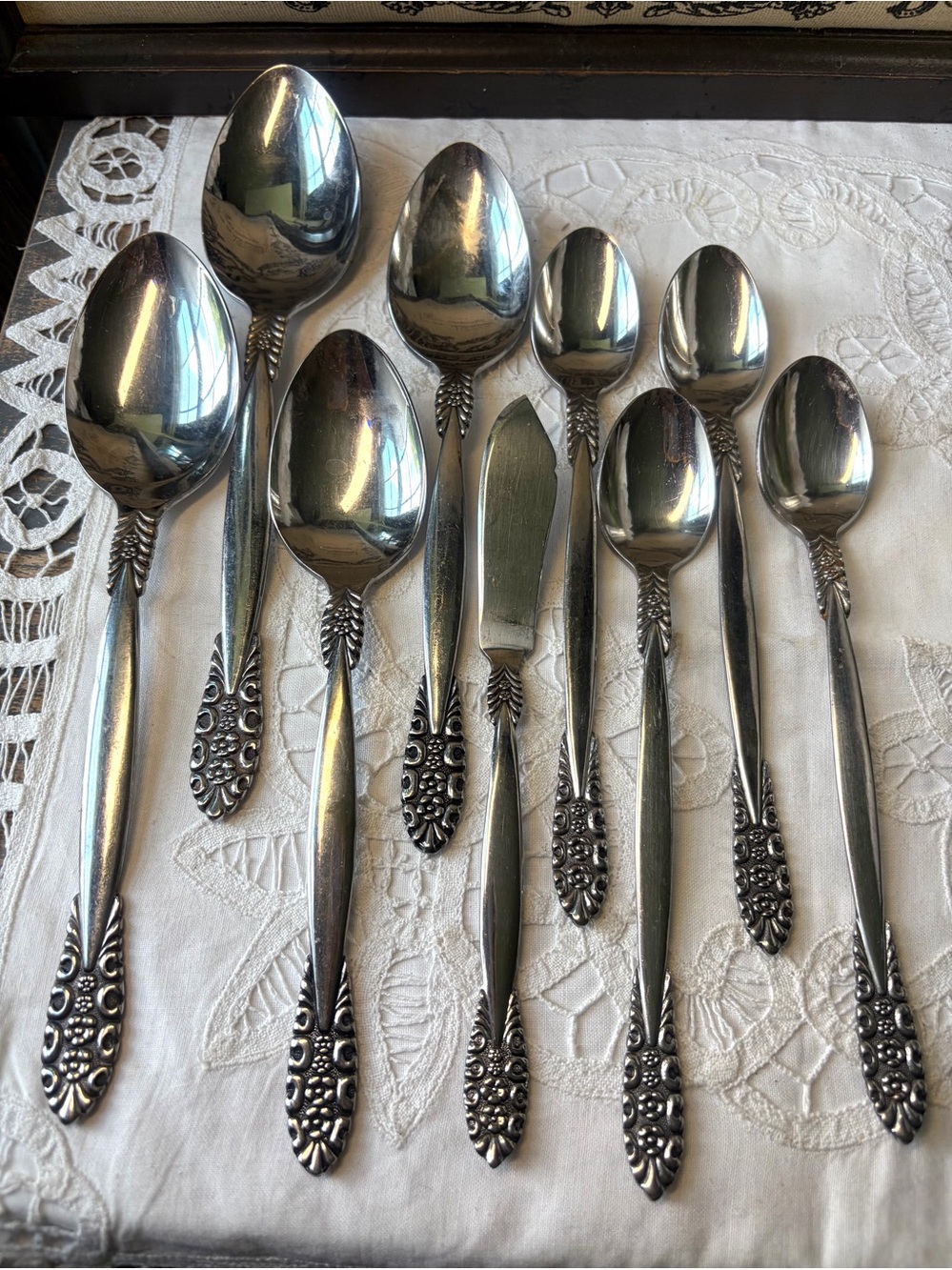 Utica floral stainless steel silver flatware replacements